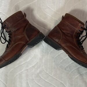 Aldo Men's Dark Brown distressed look Leather Lace-Up Ankle Boots
